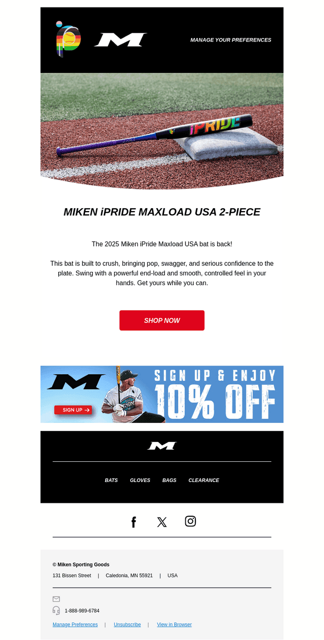 Miken Sports email from Wed, Jul 9, 2025