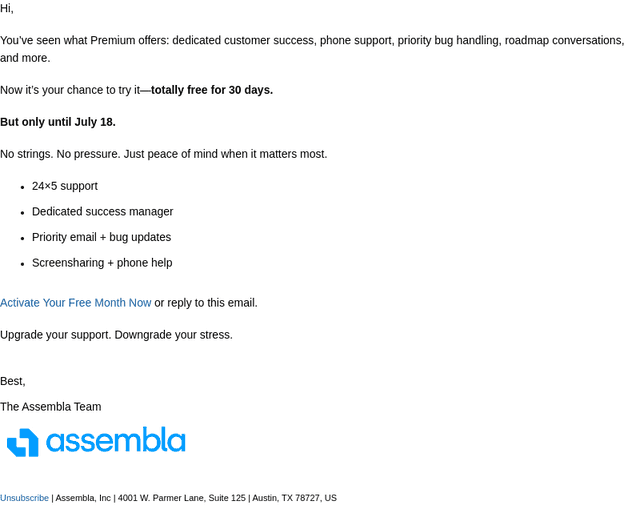 Try Premium Support, On Us.