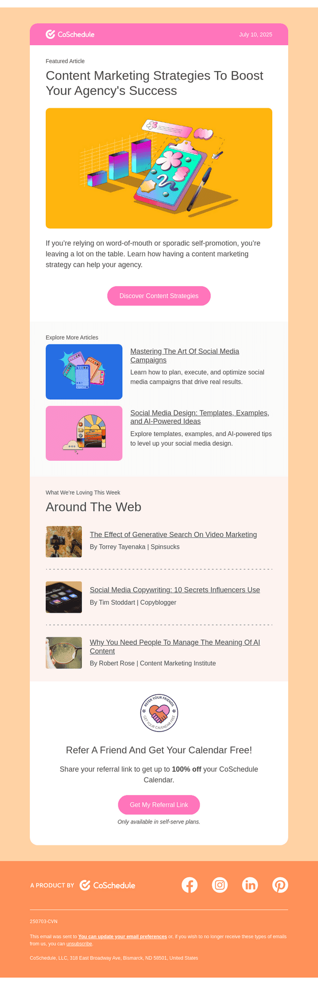 CoSchedule email from Thu, Jul 10, 2025