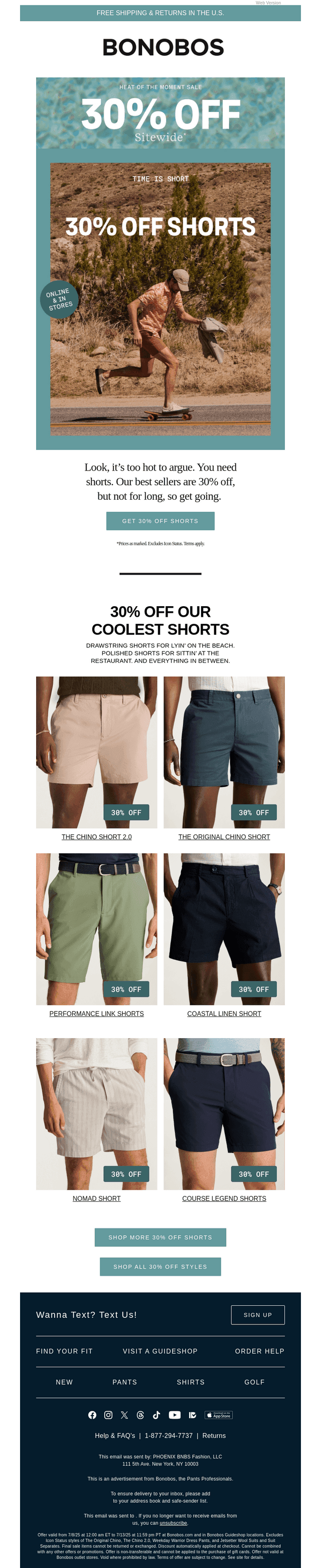 Shorts Are 30% Off, Folks