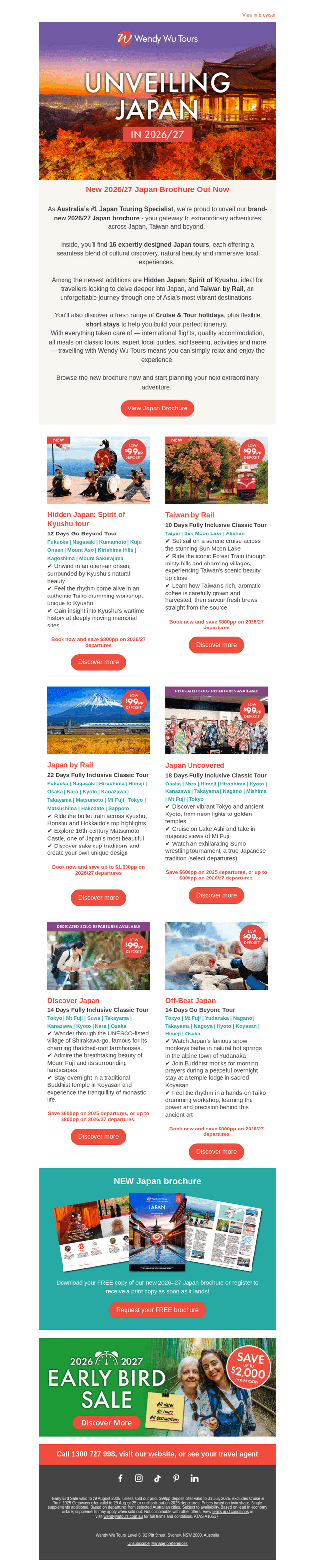 Wendy Wu Tours Australia email from Thu, Jul 10, 2025
