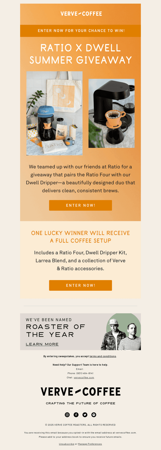 Verve Coffee Roasters email from Sat, Jul 12, 2025