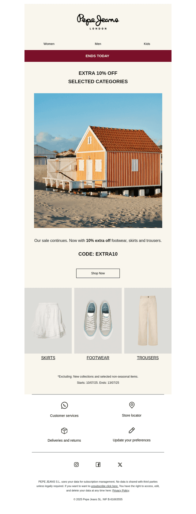 Up to 50% off + 10% extra | Selected styles