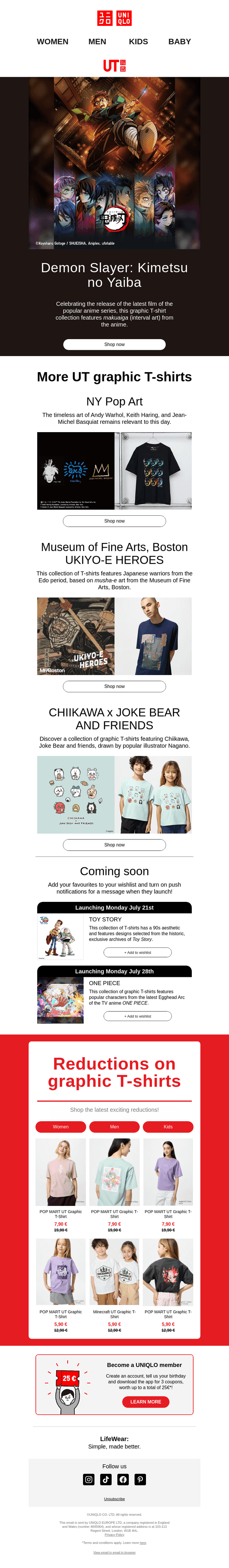 UNIQLO email from Mon, Jul 14, 2025