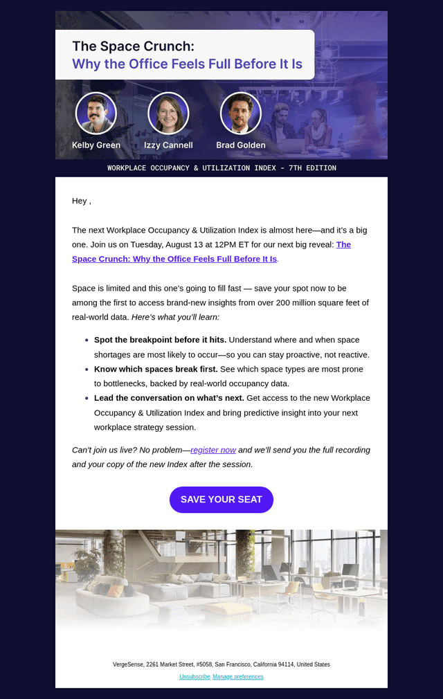 VergeSense email from Tue, Jul 15, 2025