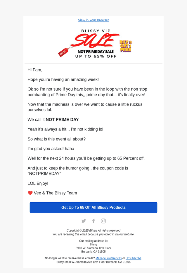 Bliss email from Fri, Jul 18, 2025