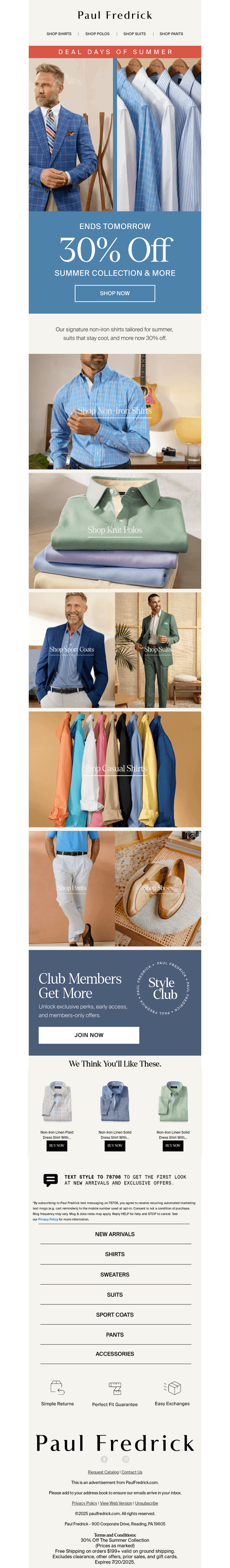 Summer's top styles 30% off. Ends tomorrow.