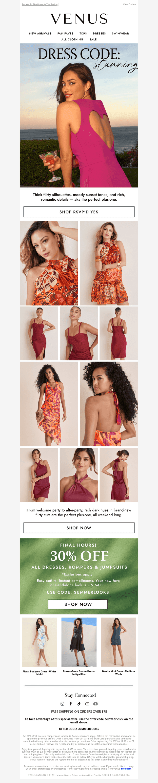VENUS Fashion email from Sat, Jul 19, 2025