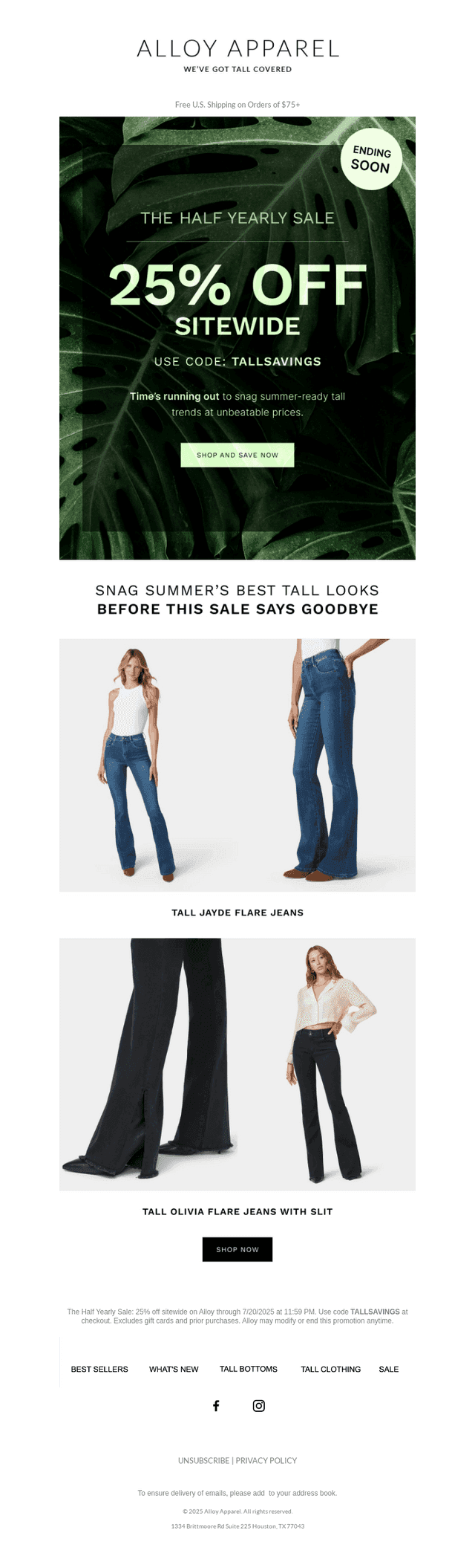 Alloy Apparel email from Sat, Jul 19, 2025