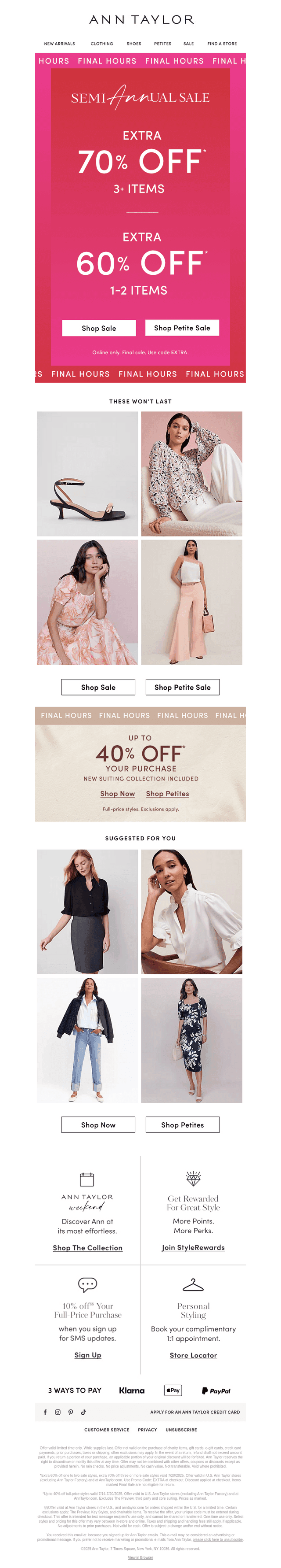 EXTRA 70% OFF SALE: Last Call!