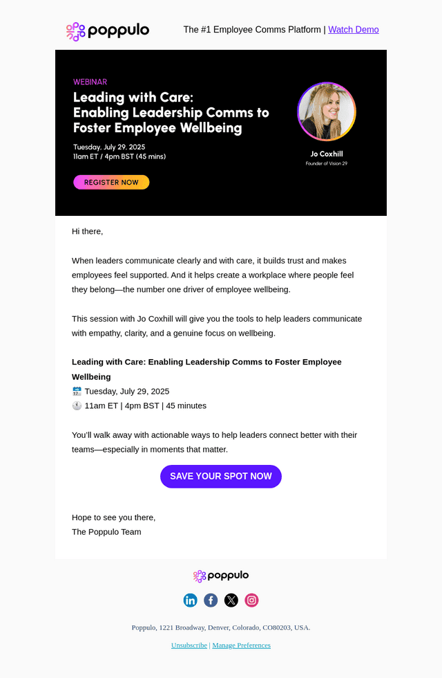 poppulo email from Mon, Jul 21, 2025
