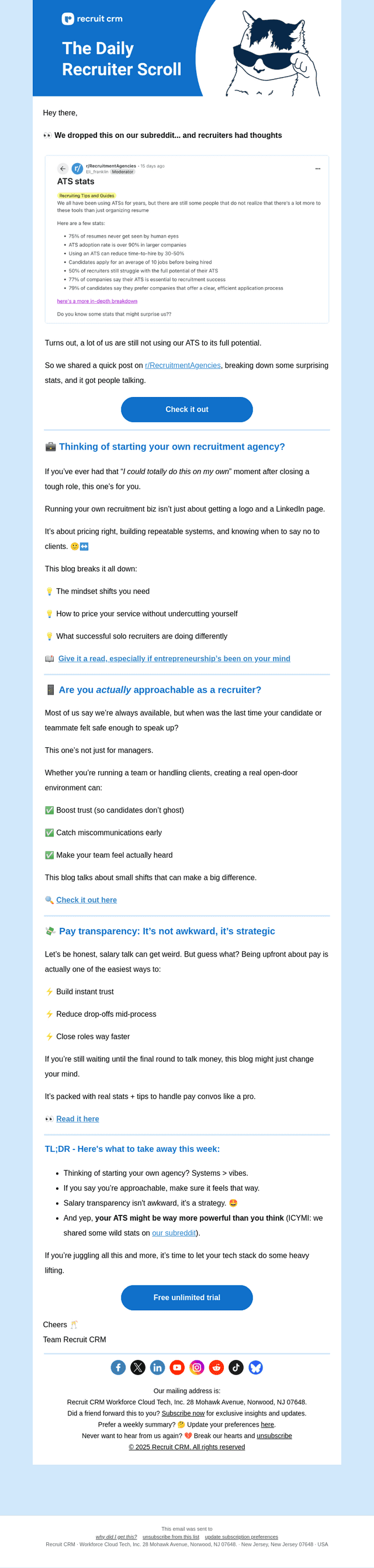 Recruit CRM email from Mon, Jul 21, 2025