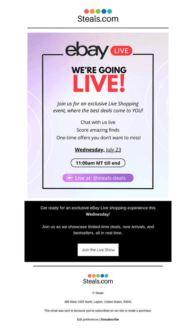 🎥 Join Us LIVE on eBay This Wednesday!