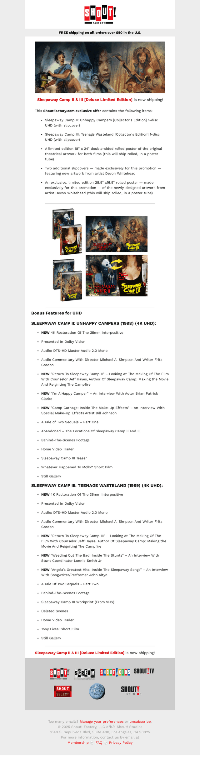 Shout! Factory email from Tue, Jul 22, 2025