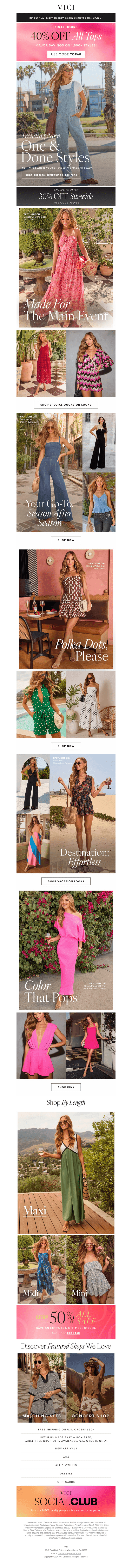 Final Hours:  40% Off Tops & Open For Instant Outfits!