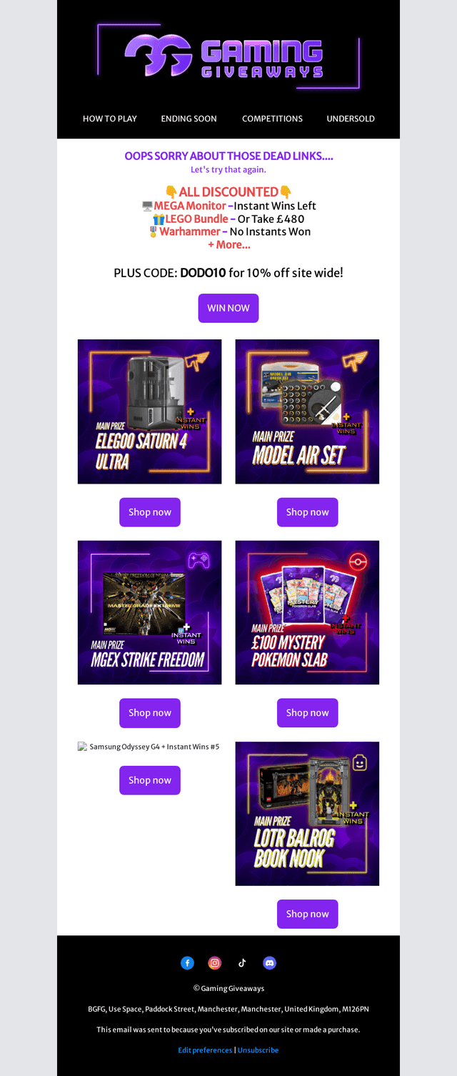 Gaming Giveaways email from Thu, Jul 24, 2025
