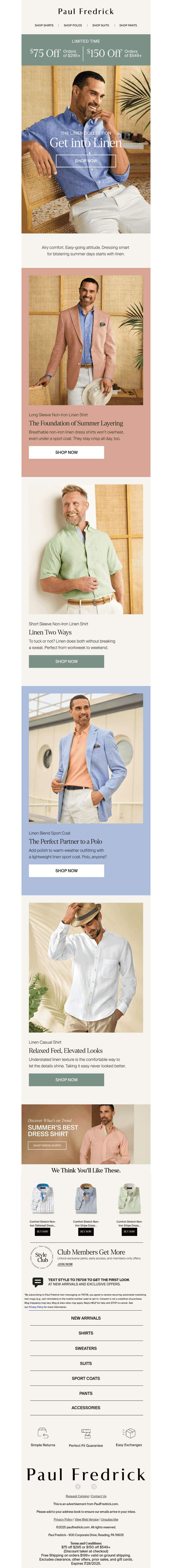 Linen for summer. $75 off $295+