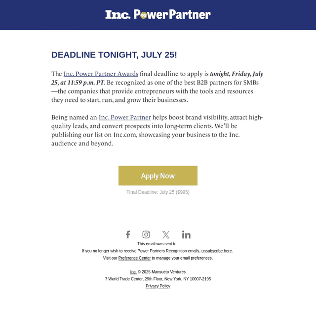 DEADLINE TONIGHT: Last Chance to Apply!