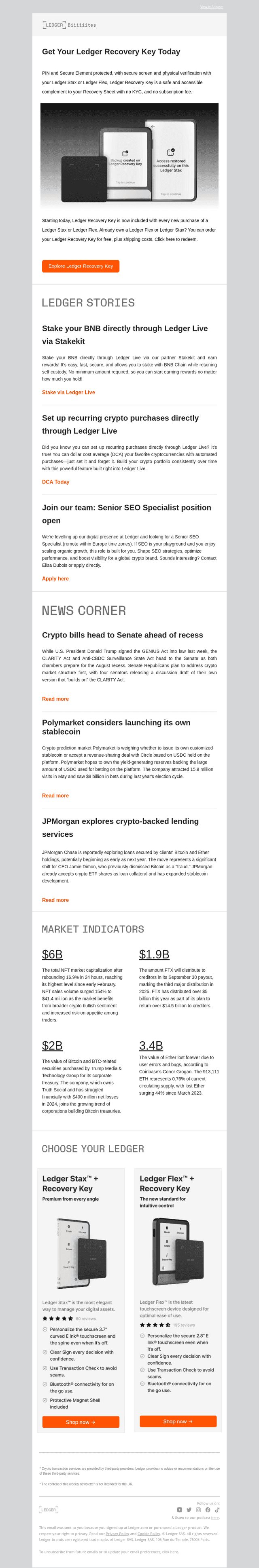 Introducing Ledger Recovery Key + Crypto Legislation Updates