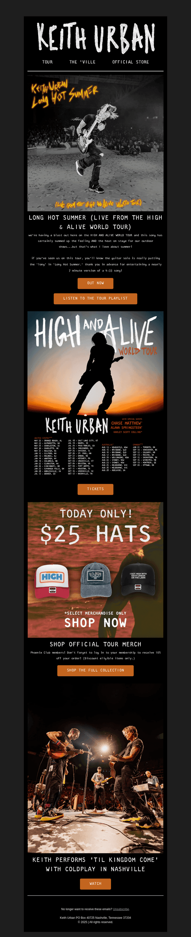 Keith Urban email from Fri, Jul 25, 2025