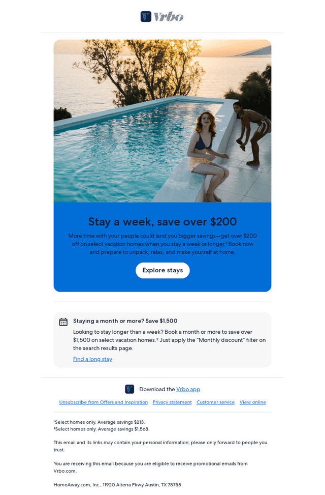 Save $200 or more on longer stays
