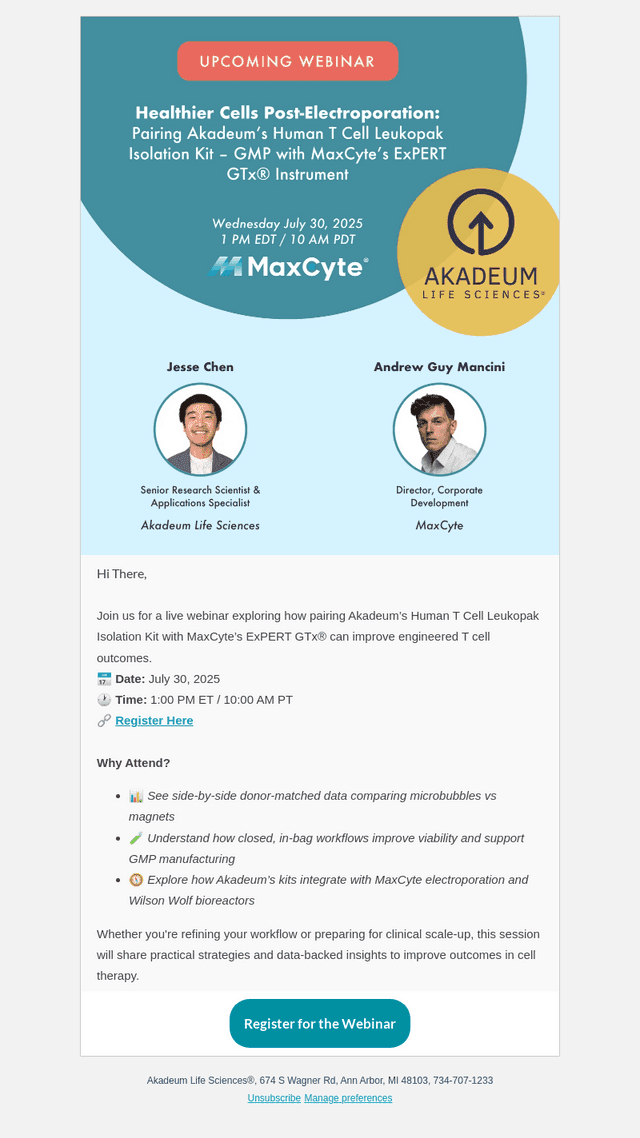Webinar Registration: Akadeum + MaxCyte July 30th