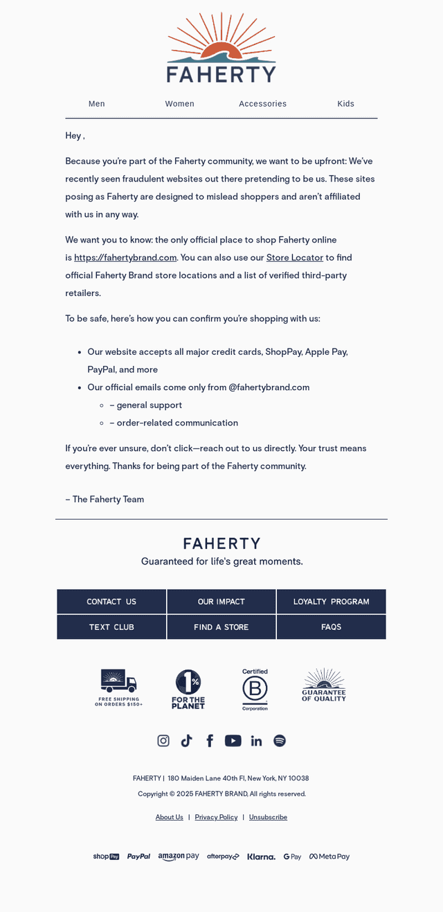 Important: Shop Faherty Safely