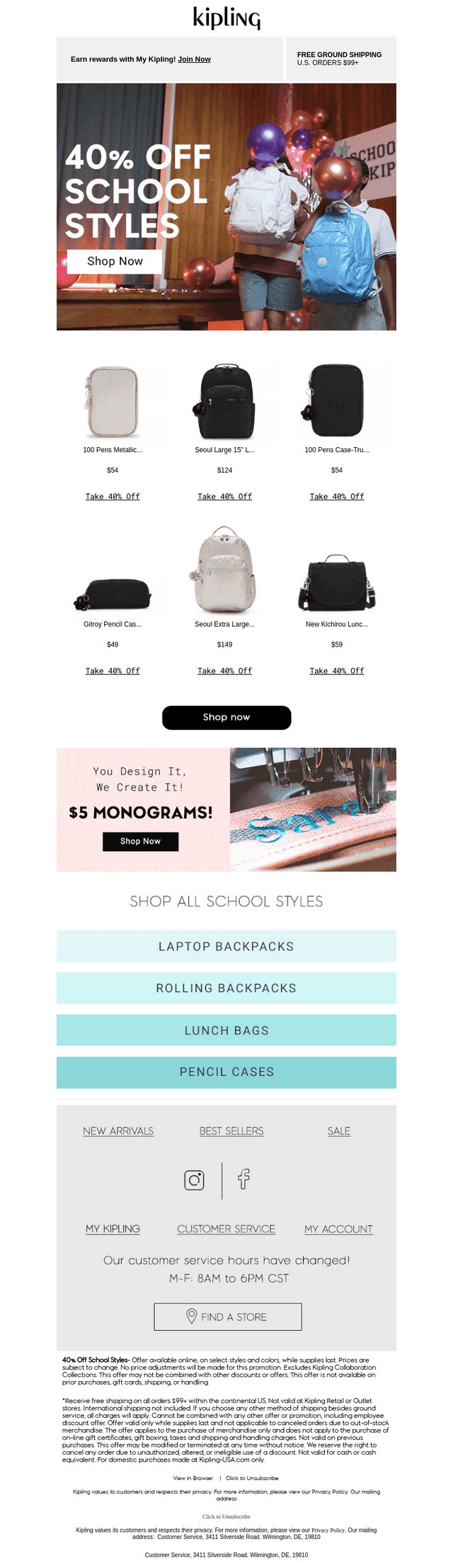 ! 40% Off School Happening Now !