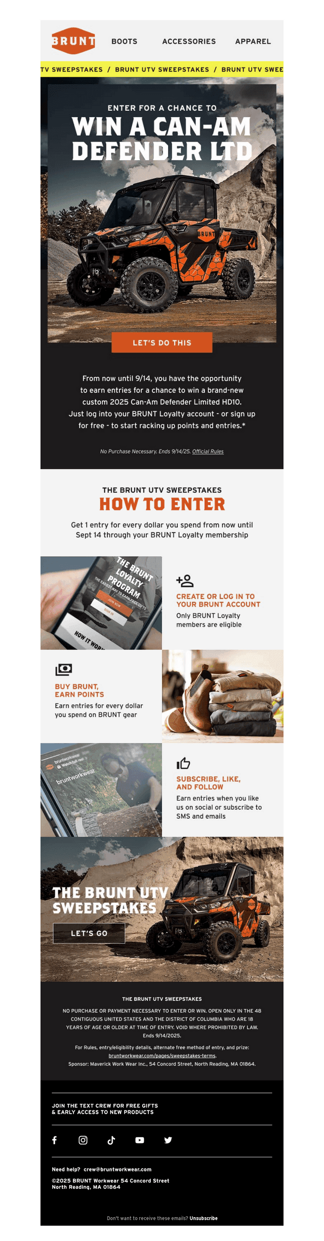 The BRUNT UTV Sweepstakes