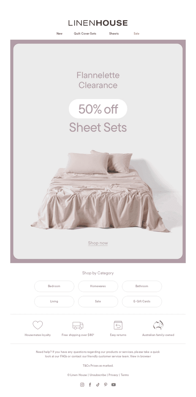 Flannelette Clearance | 50% off Sheet Sets