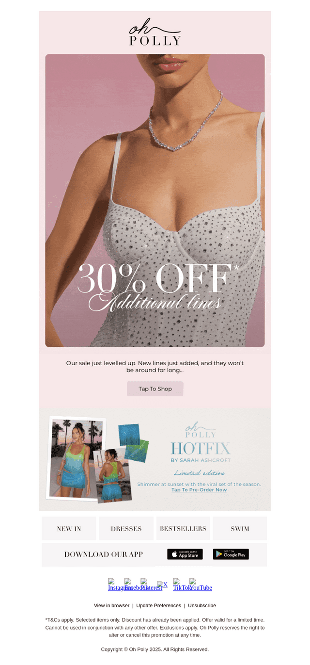 30% off*, plus new lines added
