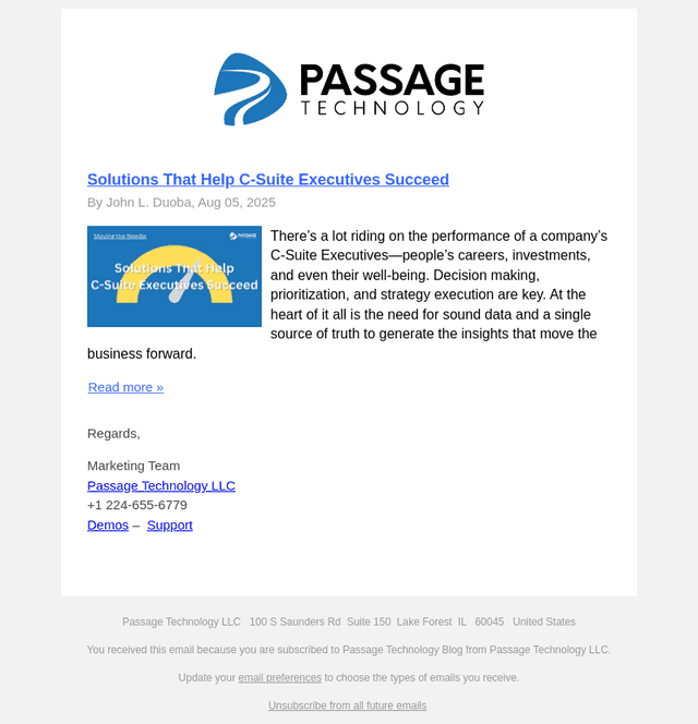 Passage Technology email from Wed, Aug 6, 2025