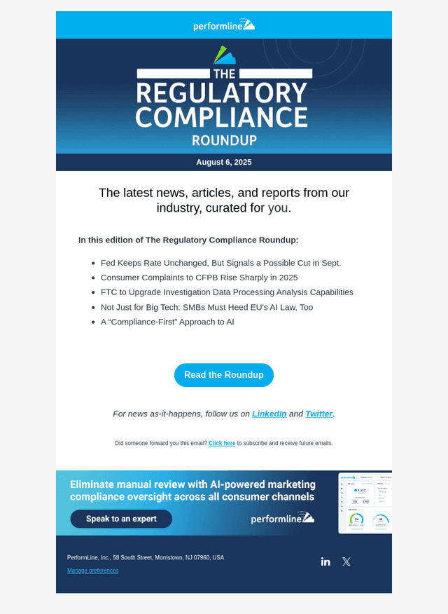 The Regulatory Compliance Roundup - 08/06/25