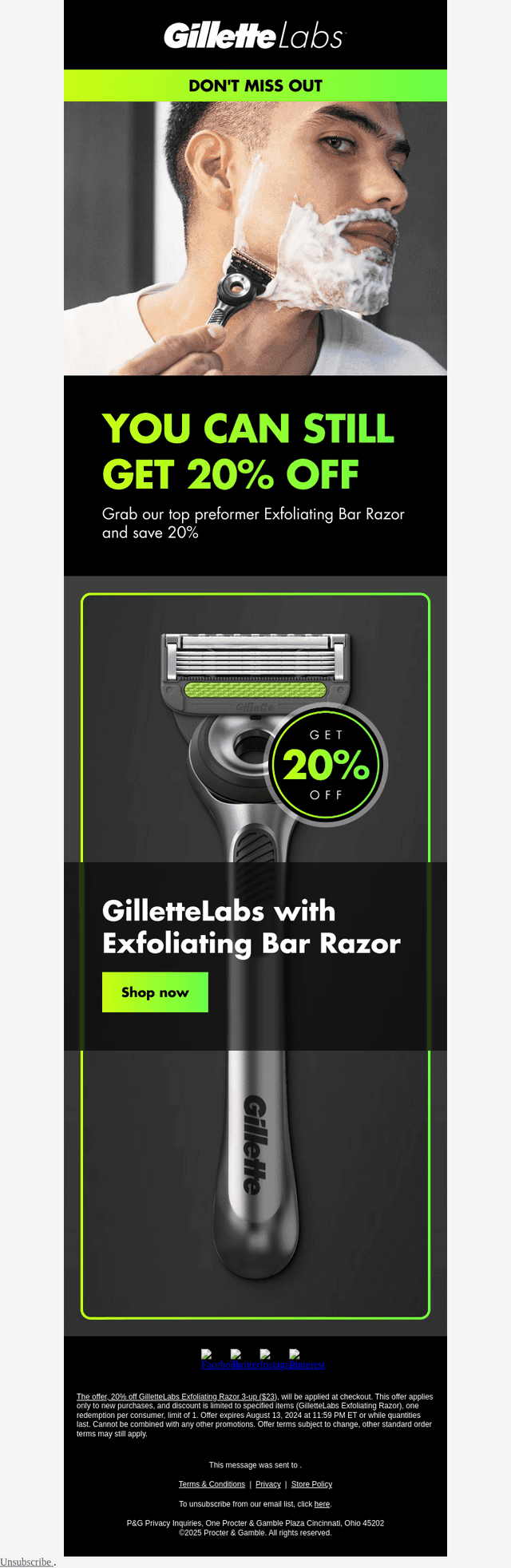 Top preforming razor & top saves | save 20%