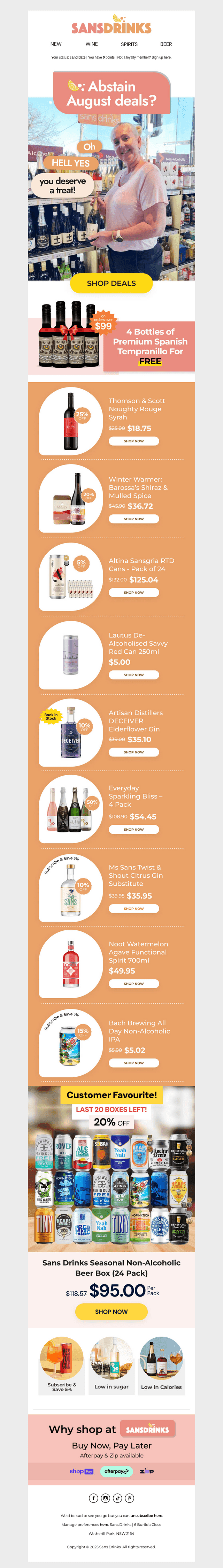 Abstain August deals?