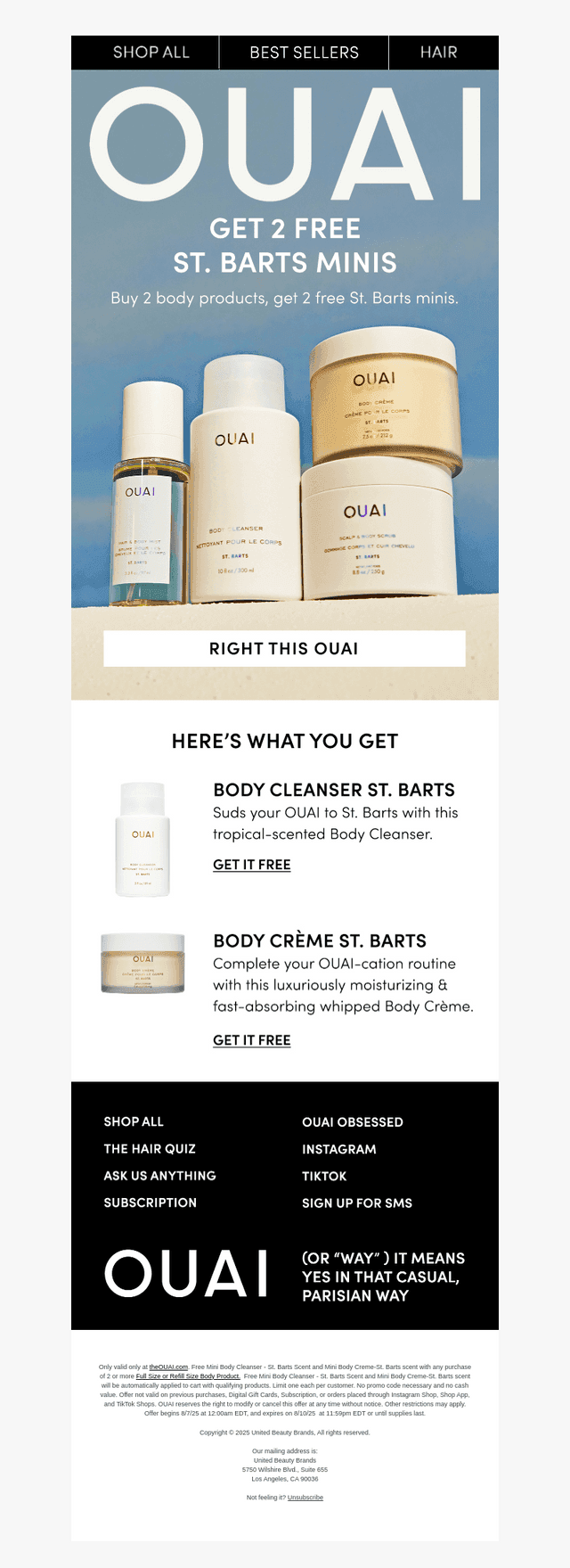 Get 2 FREE St. Barts minis