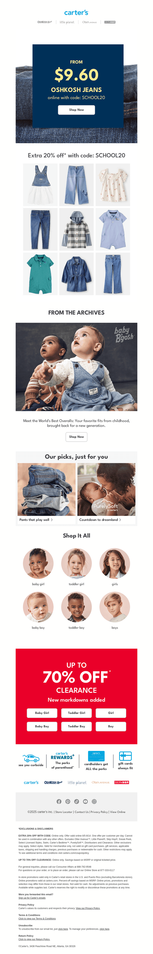 From $9.60 OshKosh jeans with code: SCHOOL20 💙👖