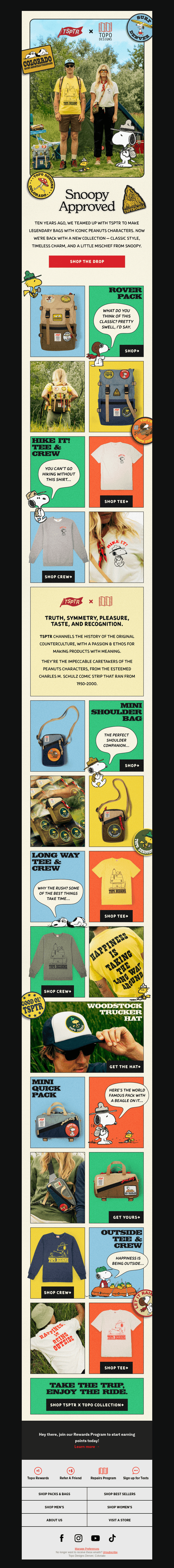 Snoopy, Woodstock, TSPTR, Topo Designs