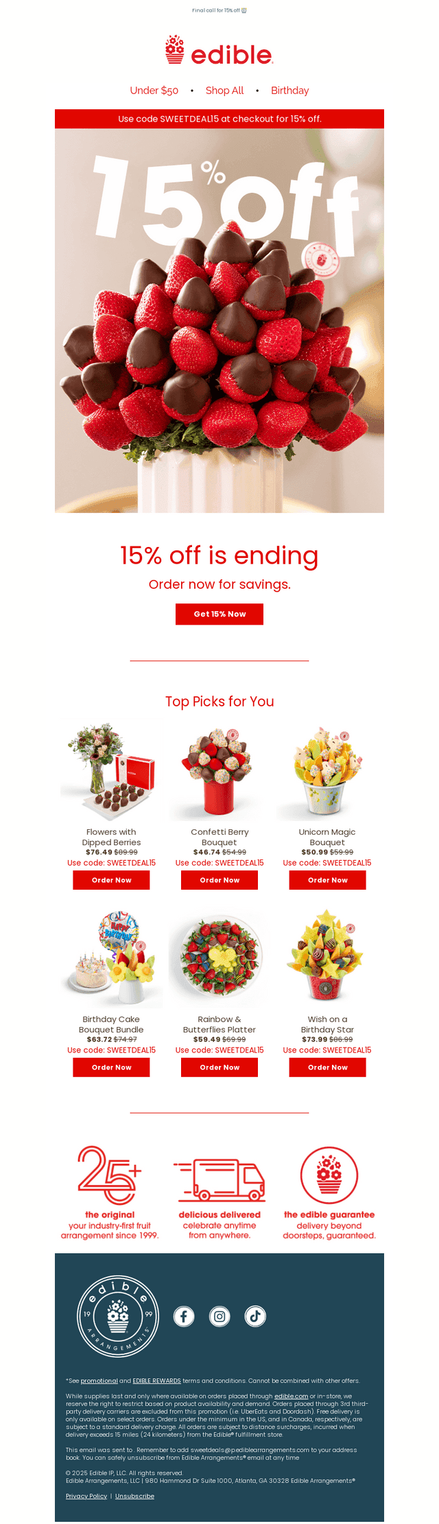 Your 15% off promo code expires today!