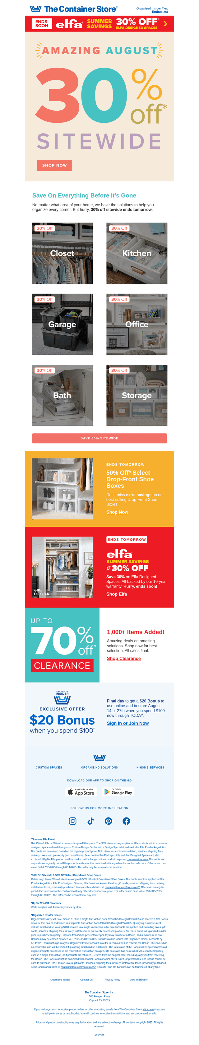 The Container Store email from Sun, Aug 10, 2025