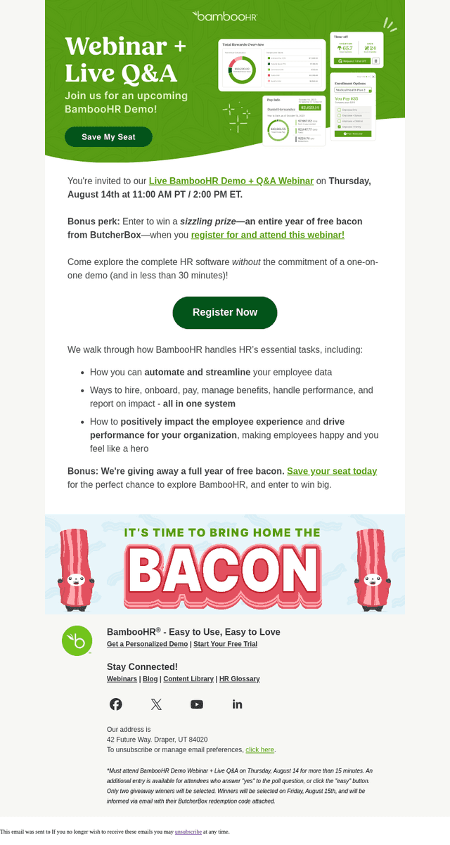 [BambooHR + Bacon] Register Today & Enter to Win 🥓