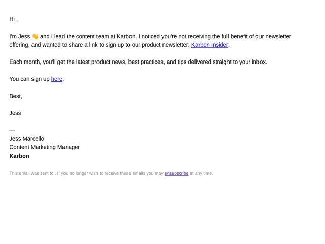 Karbon email from Mon, Aug 11, 2025