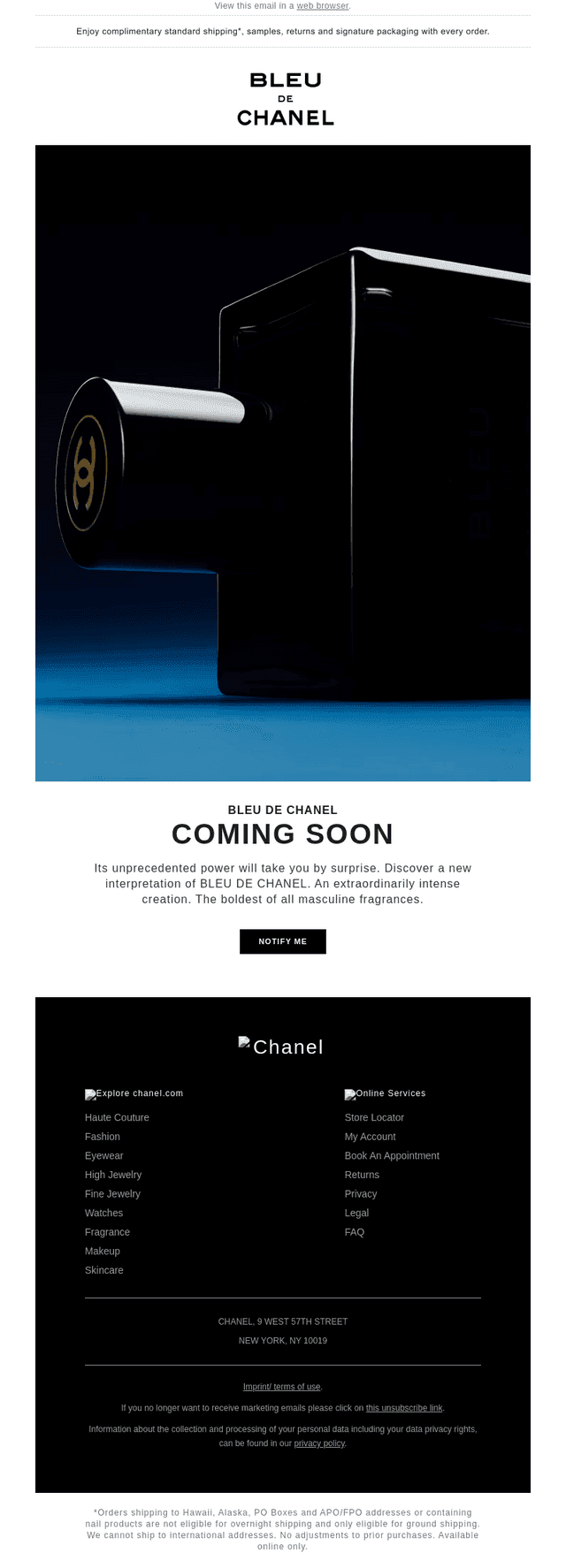 Chanel email from Mon, Aug 11, 2025