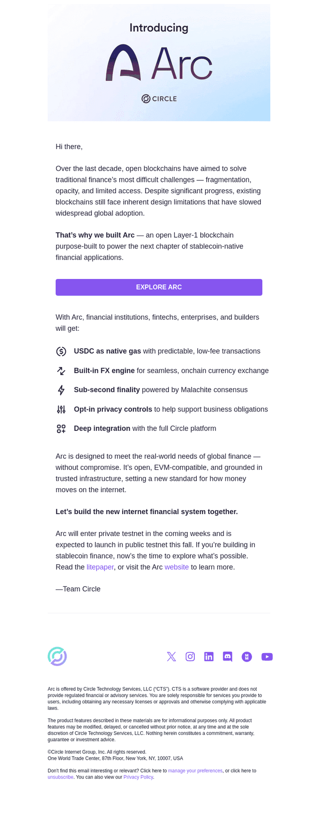 Introducing Arc: An open Layer-1 blockchain purpose-built for stablecoin finance
