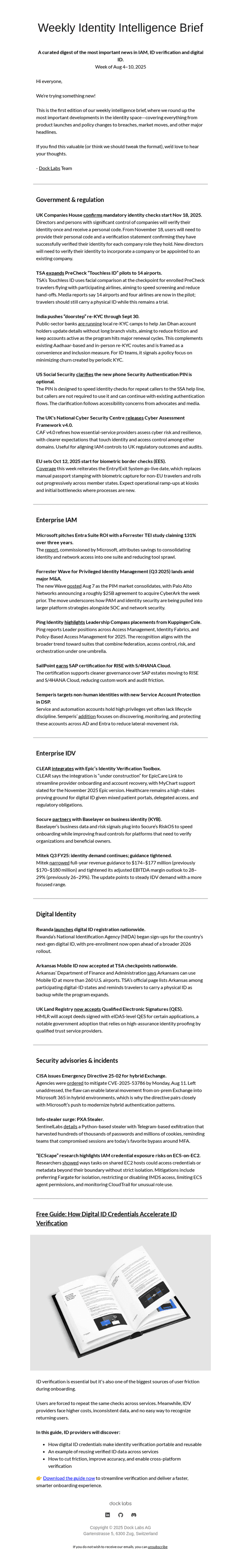 Your Identity Intelligence Brief: Aug 4–10 Highlights