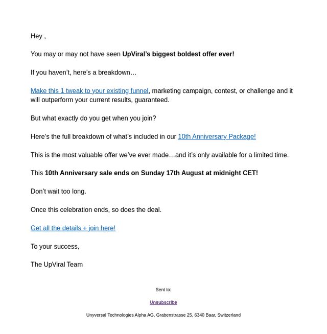 Upviral email from Tue, Aug 12, 2025