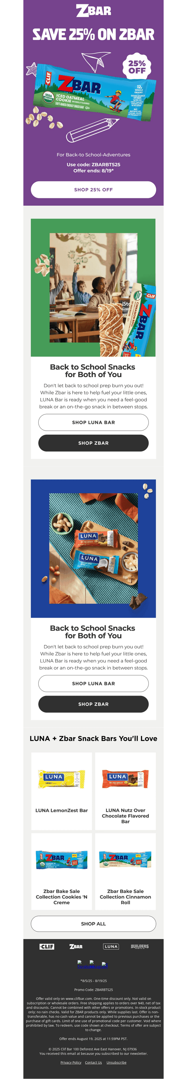 Clif Bar & Co. email from Tue, Aug 12, 2025