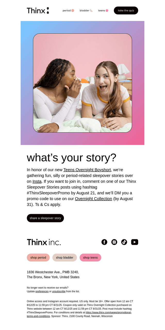 Share a sleepover story