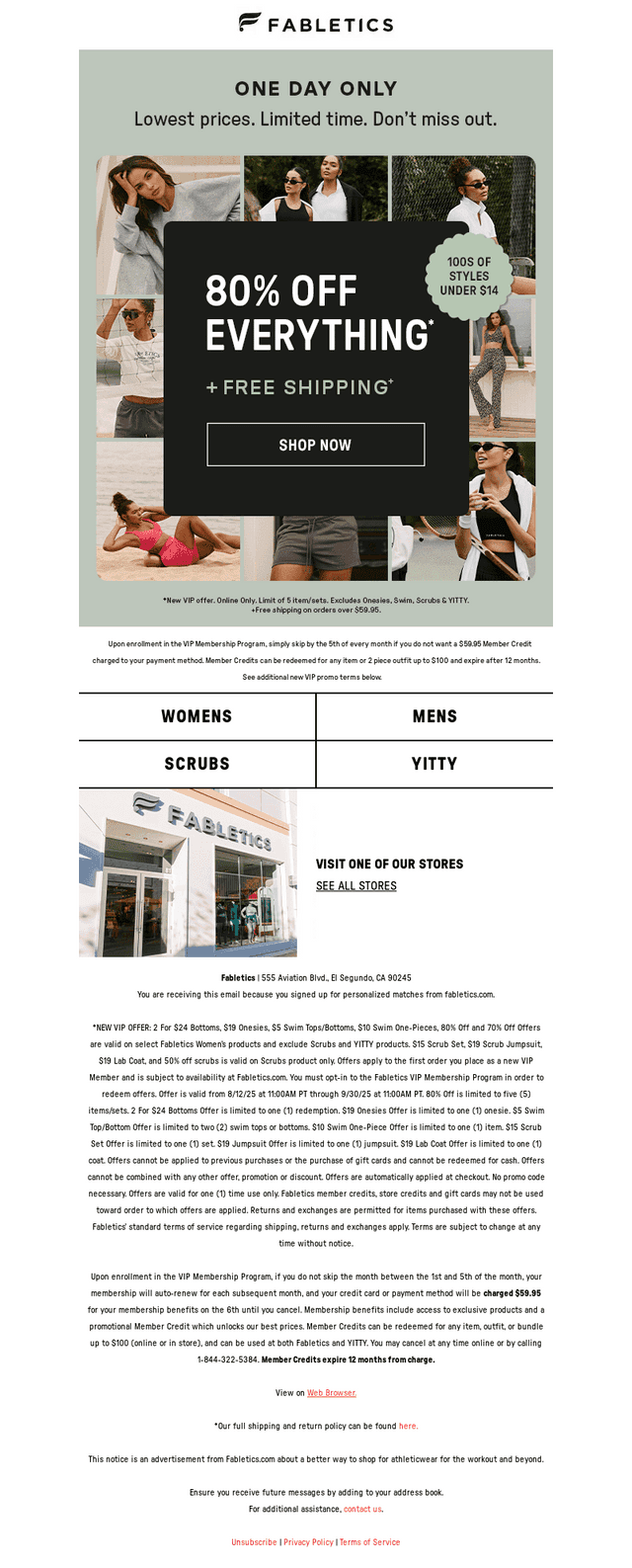Fabletics email from Tue, Aug 12, 2025