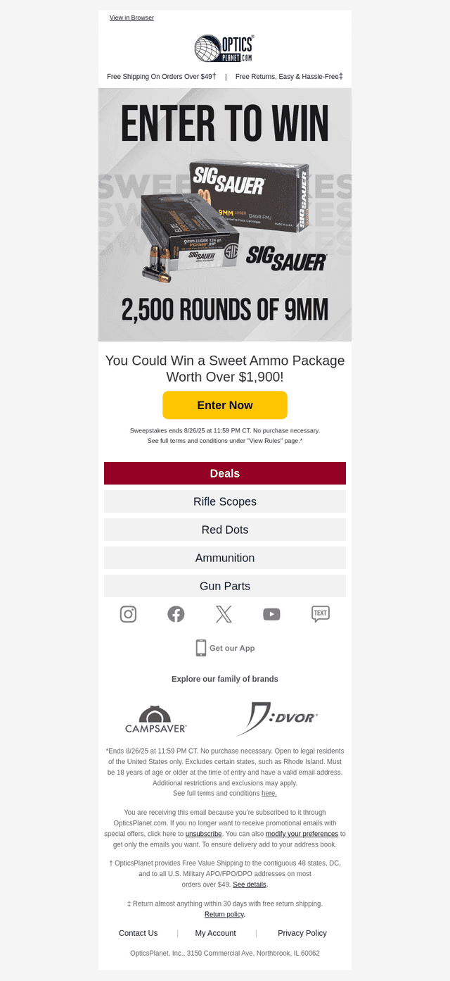 SIG SAUER 2,500 Round Elite 9mm Sweepstakes
